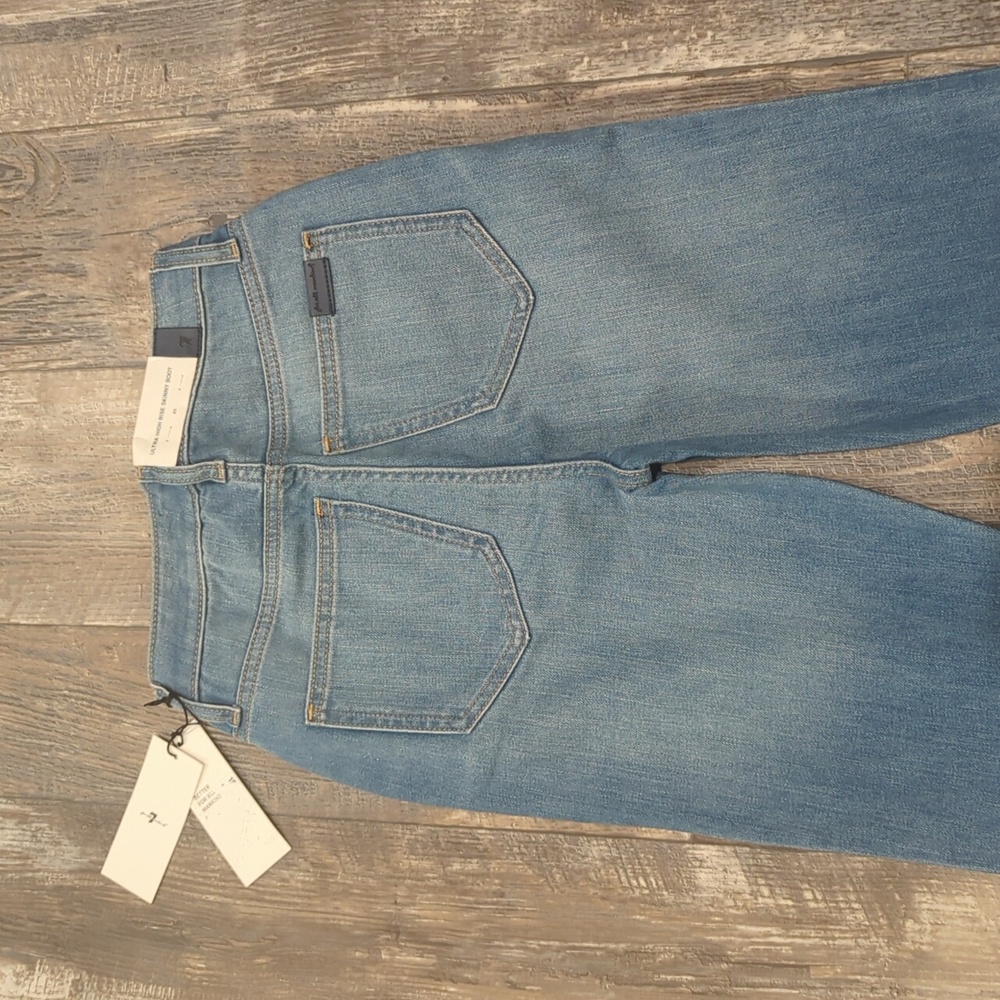 7FAMK Ultra High Rise Skinny Boot jeans 7U413567 color Golden Hour sz23 Tall NWT - Picture 10 of 15
